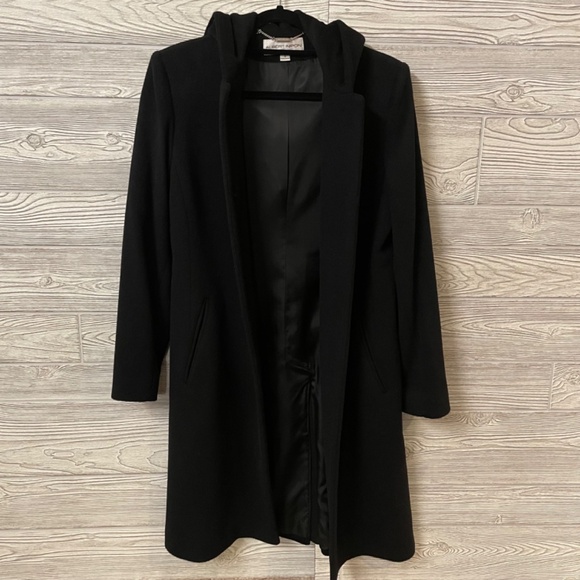 ALBERT NIPON LORO PIANA Italy Black Wool and Cashmere Coat Size 4 Hooded - Picture 7 of 10